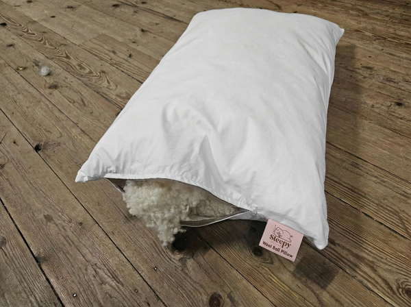British wool balled pillows