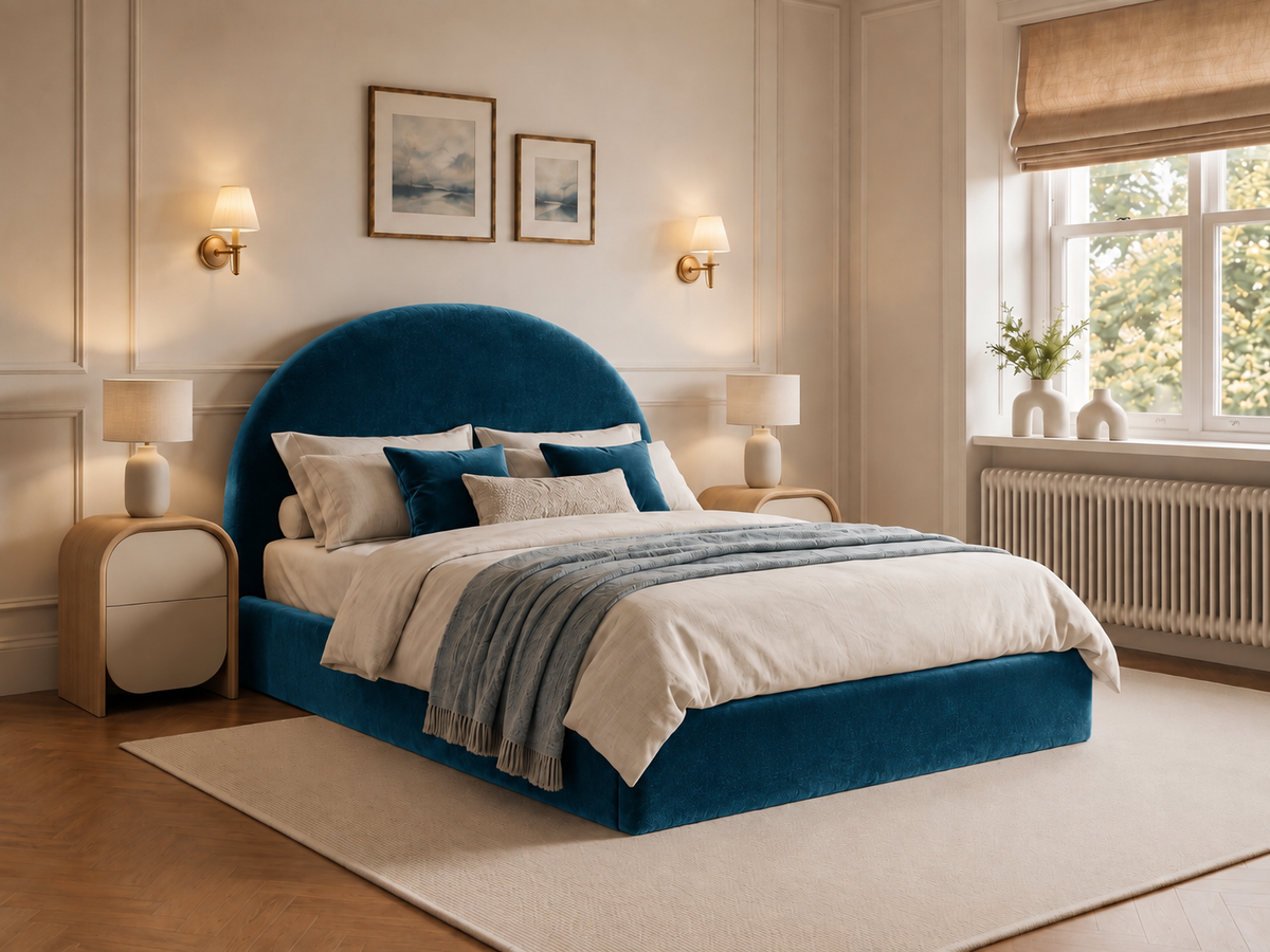 The Arcadia Bed – Plush Blue