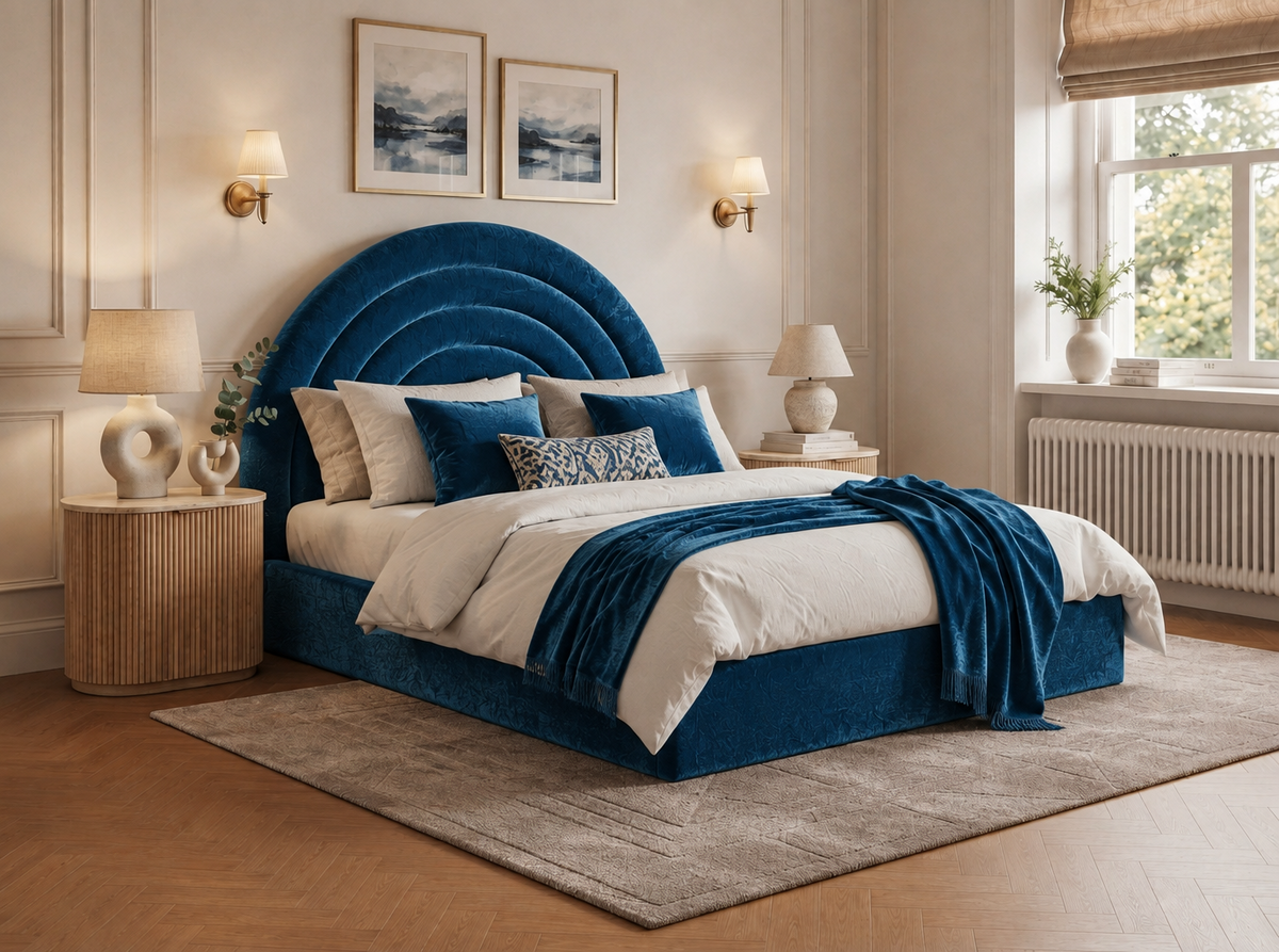 The Archmont Bed – Plush Blue