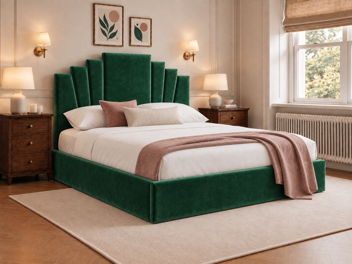 The Astoria Bed – Plush Green