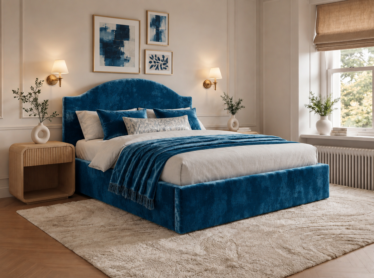 The Aurelia Bed – Plush Blue