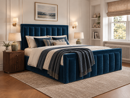 The Harrington Bed – Plush Blue