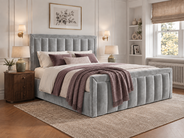 The Harrington Bed – Plush Silver