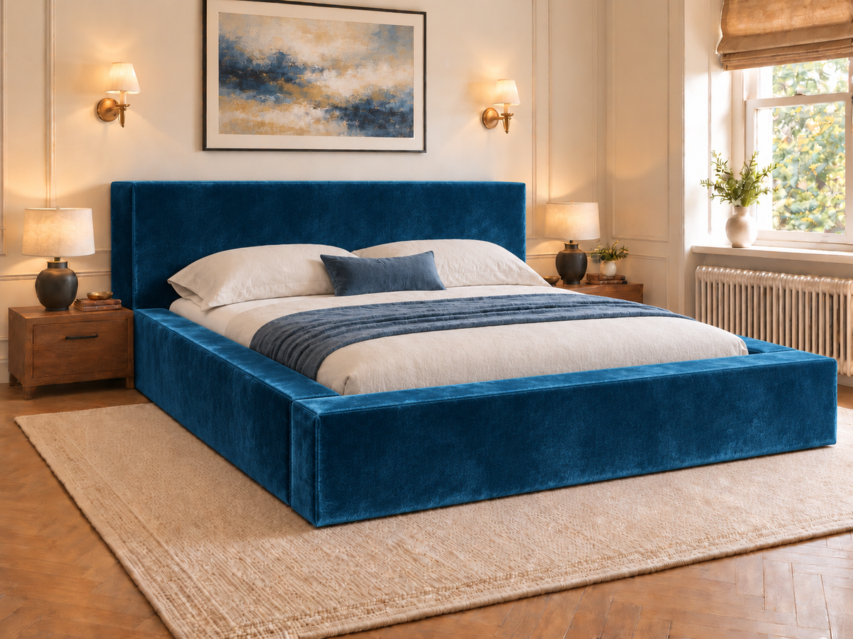 The Weston Bed – Plush Blue