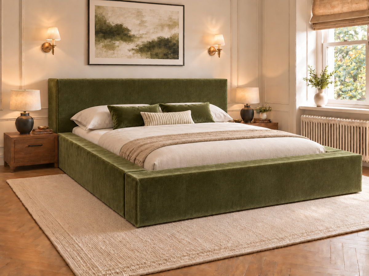 The Weston Bed – Plush Olive