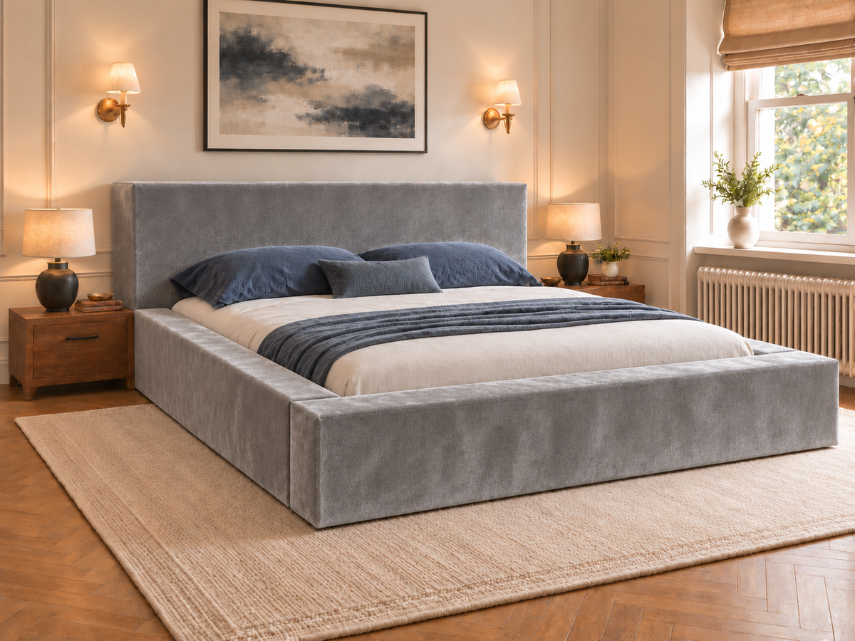 The Weston Bed – Plush Silver