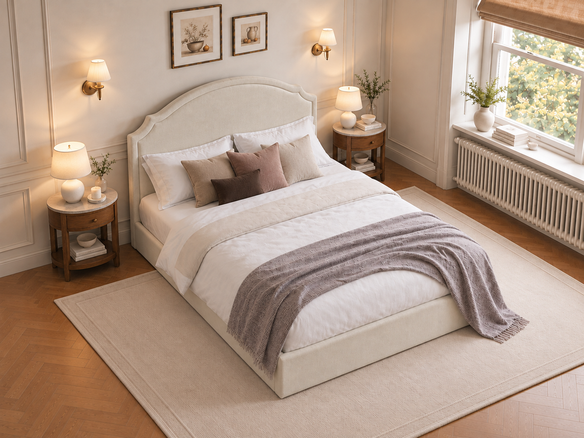 The Asteria Bed in Naples Cream - room view