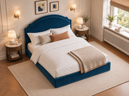 The Asteria Bed in Plush Blue - room view