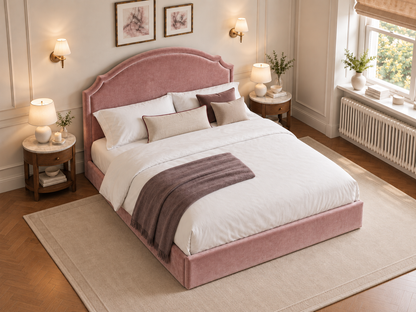 The Asteria Bed in Plush Pink - room view