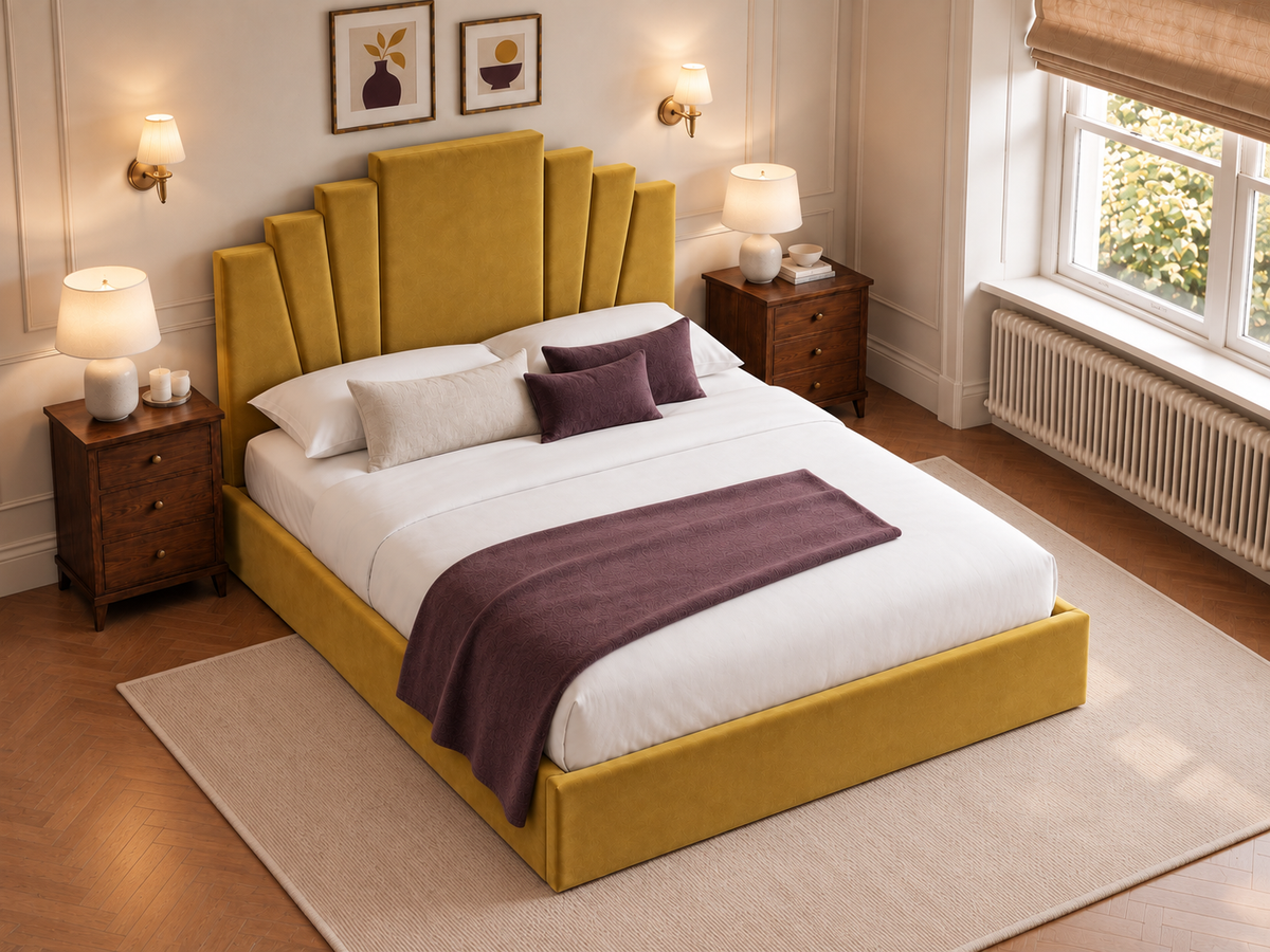 The Monroe Bed in Coniston Mustard - room view