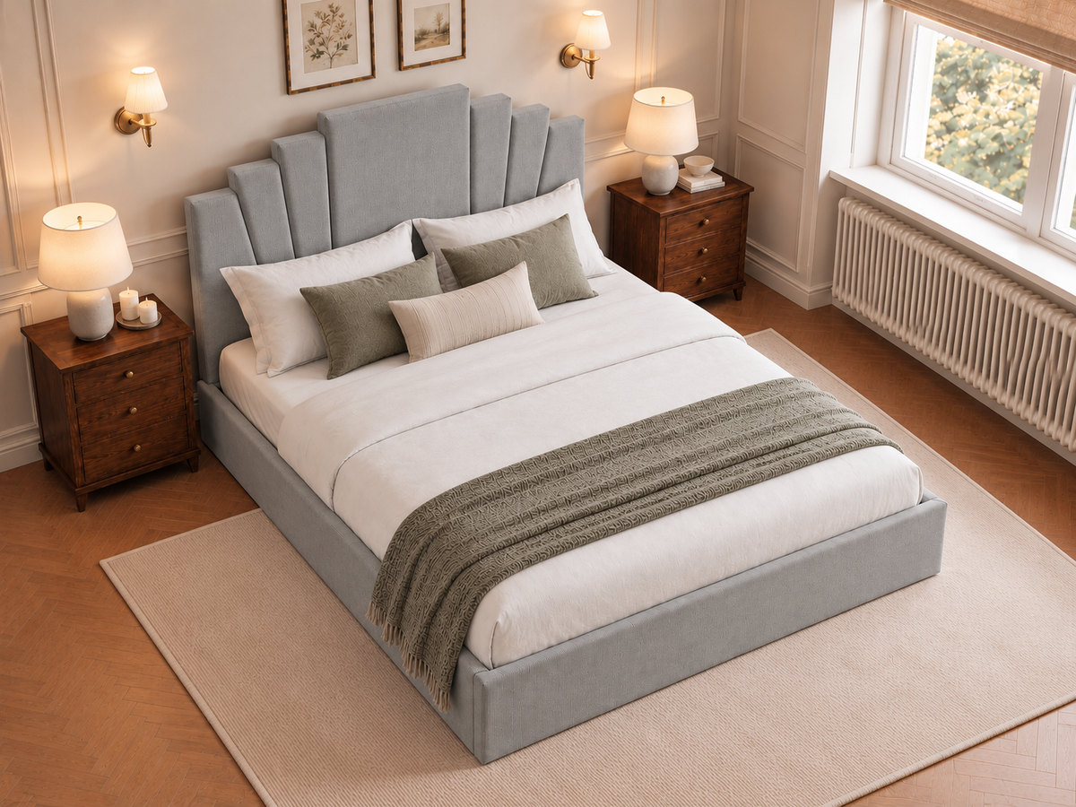 The Monroe Bed in Naples Seal Grey - room view
