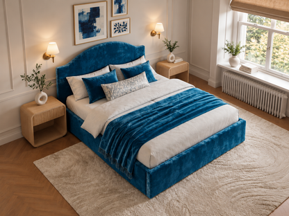 The Aurelia Bed in Plush Blue - room view
