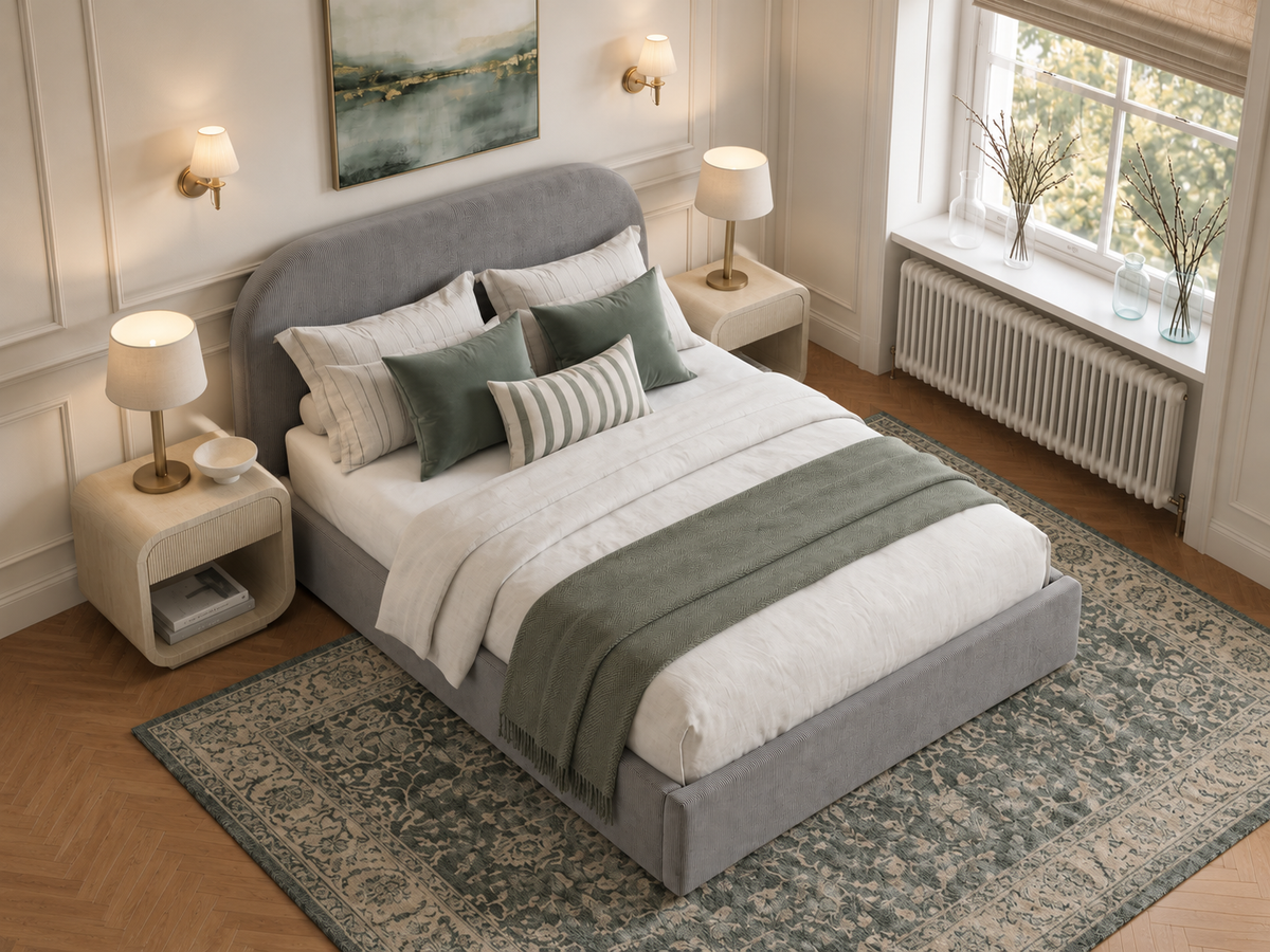 The Celeste Bed in Naples Silver - room view