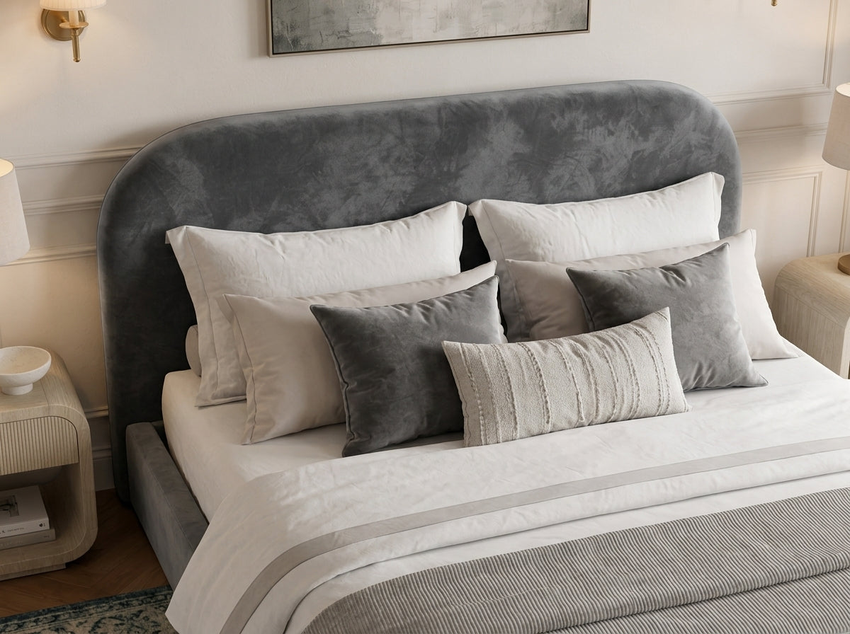 The Celeste Bed in Plush Grey - room view