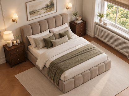 The Cloud Luxe Bed in Sharon Mink - room view