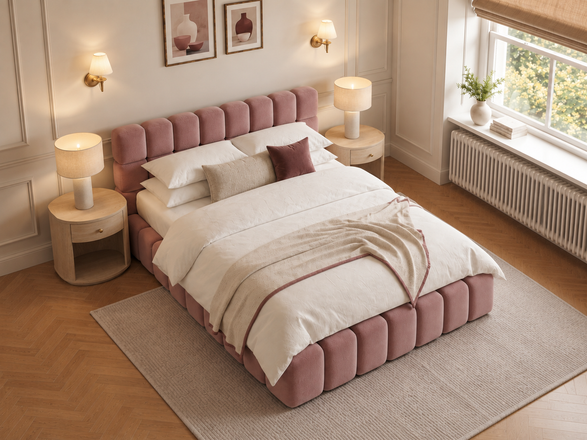 The Cloud Nine Bed in Coniston Pink - room view