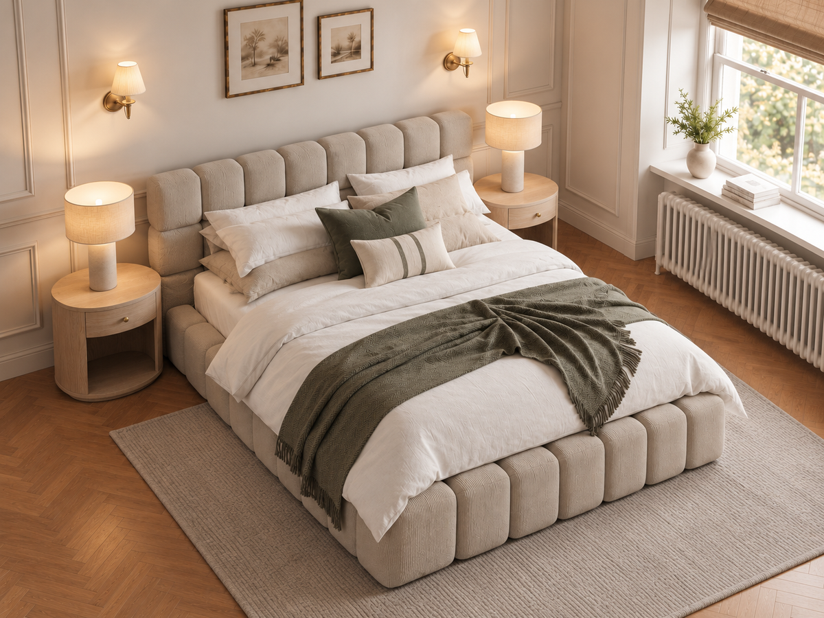 The Cloud Nine Bed in Naples Sand - room view