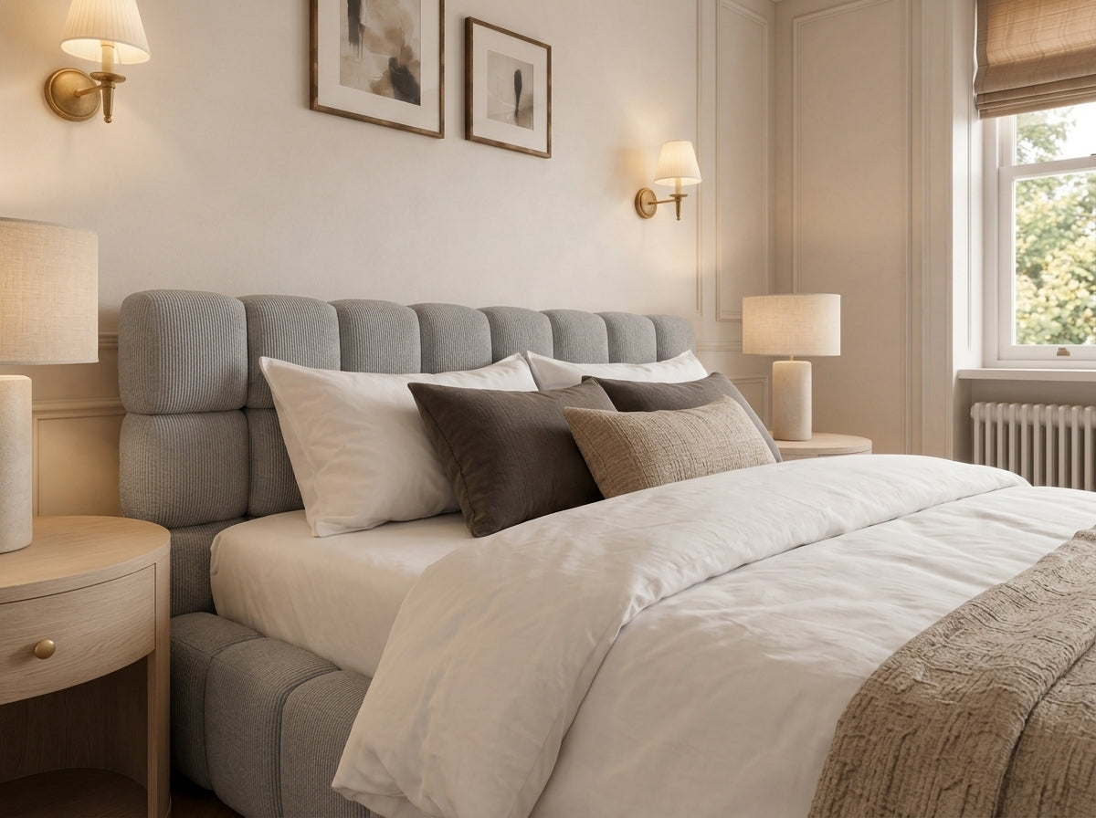 The Cloud Nine Bed in Naples Seal Grey - room view