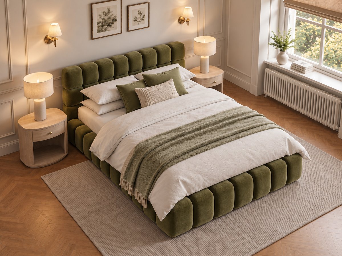 The Cloud Nine Bed in Plush Olive - room view