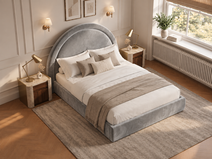 The Halo Bed in Plush Silver - room view