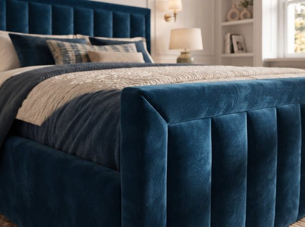 The Harrington Bed – Plush Blue