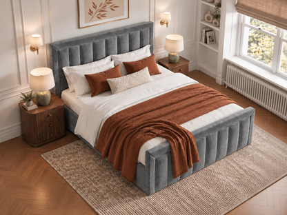 The Harrington Bed in Plush Grey - room view