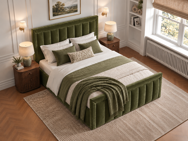 The Harrington Bed – Plush Olive