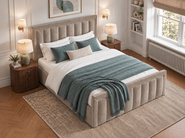 The Harrington Bed – Plush Pebble