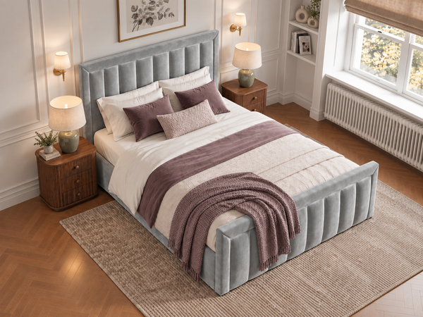 The Harrington Bed – Plush Silver