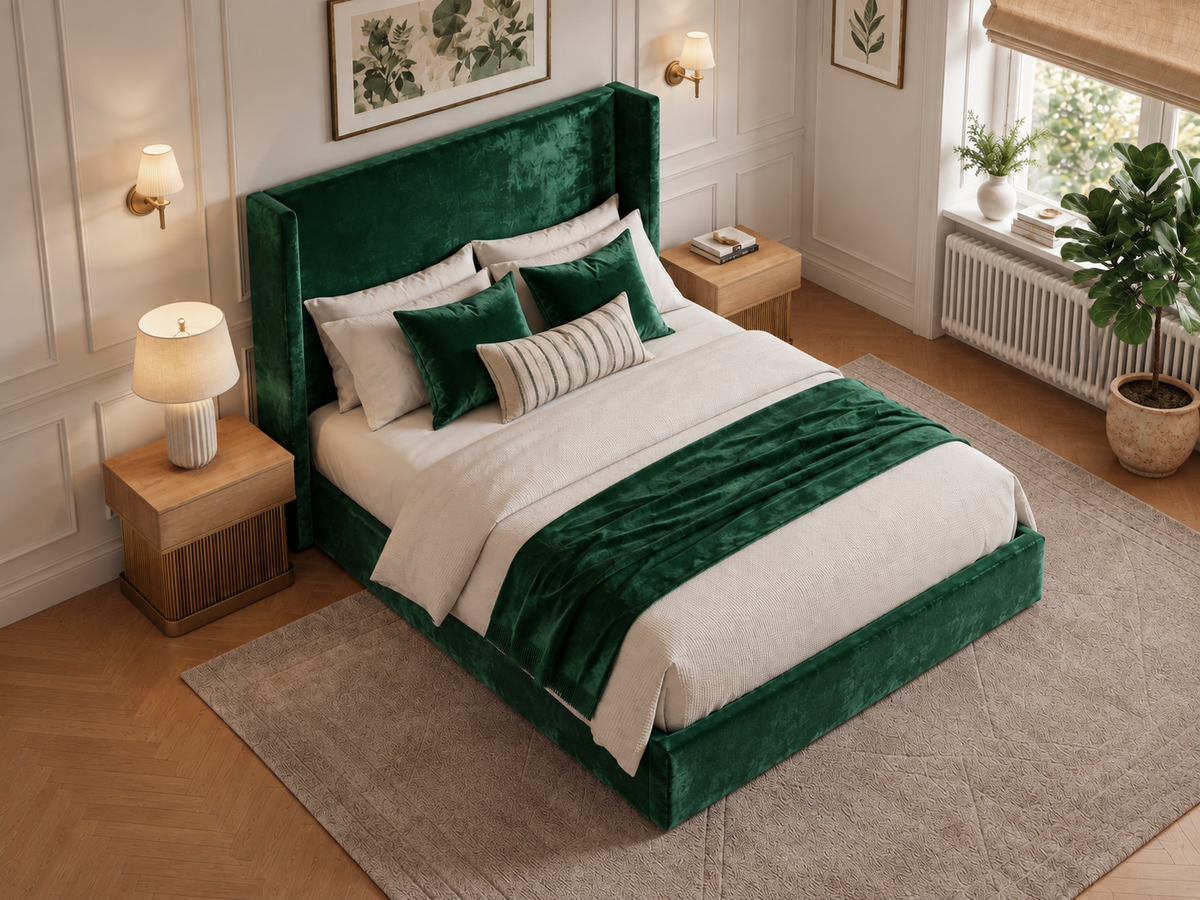 The Imperial Bed in Plush Green - room view