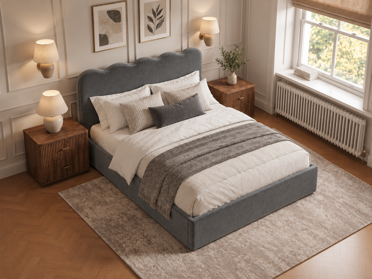 The Seraphine Bed in Coniston Silver - room view