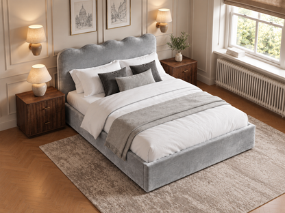 The Seraphine Bed in Plush Silver - room view