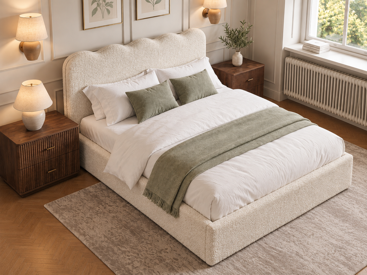 The Seraphine Bed in Teddy Ivory - room view