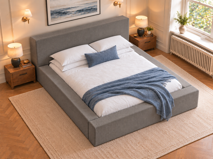 The Weston Bed in Naples Seal Grey - room view