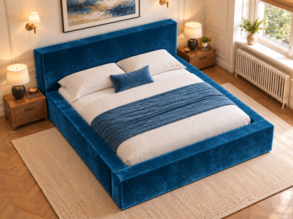 The Weston Bed in Plush Blue - room view