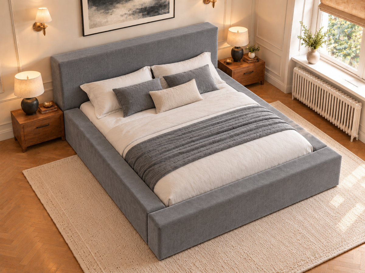 The Weston Bed in Plush Grey - room view