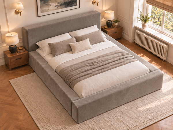 The Weston Bed – Plush Pebble