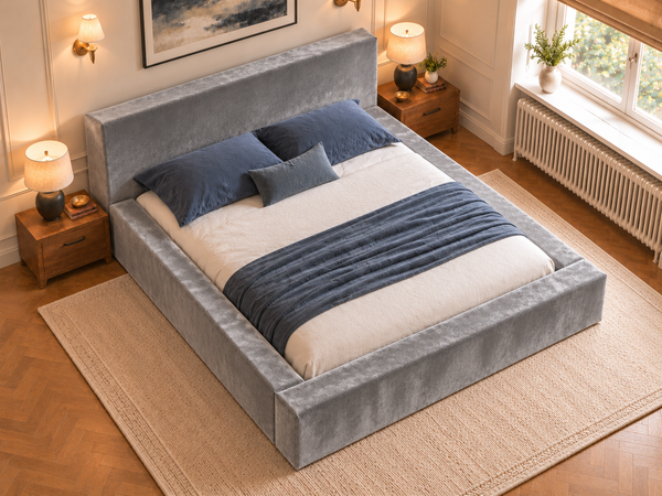 The Weston Bed – Plush Silver
